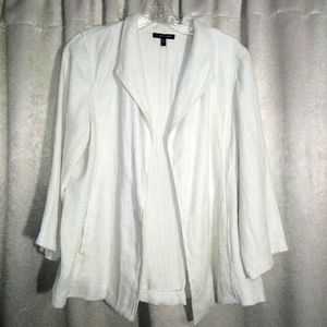Eileen Fisher Linen Blend Open Front Blazer Off-white Size M